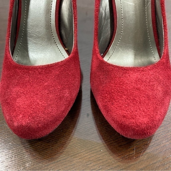 BCBGeneration Red Suede Leather round toe block heel pumps in size 7!new - Picture 14 of 17
